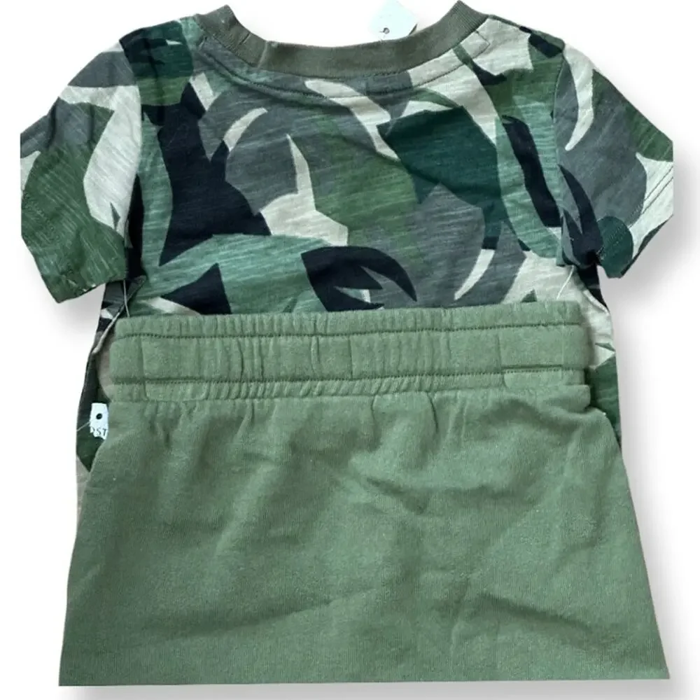 Tucker + Tate Shorts Set Tropical Floral Print Short Sleeve Green Kid's 3M NWOT